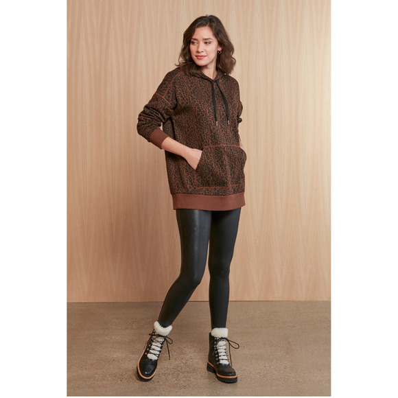 EVEREVE NWT Peyton Jensen Erin Brown Animal Print Hooded Sweatshirt // XS - Picture 1 of 10